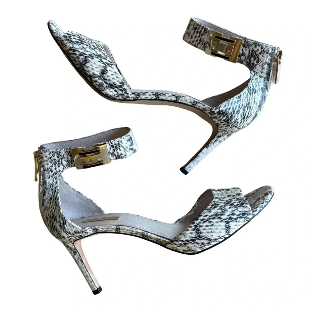 $150 LOUISE ET CIE Gordon Python Snakeskin Leather Stiletto Heels SIZE 10M EUC - Picture 2 of 15